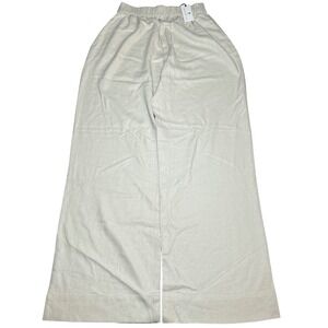 NEW American Tall Wide Leg Pants Womens Medium Tall Linen Blend Oatmeal Beige